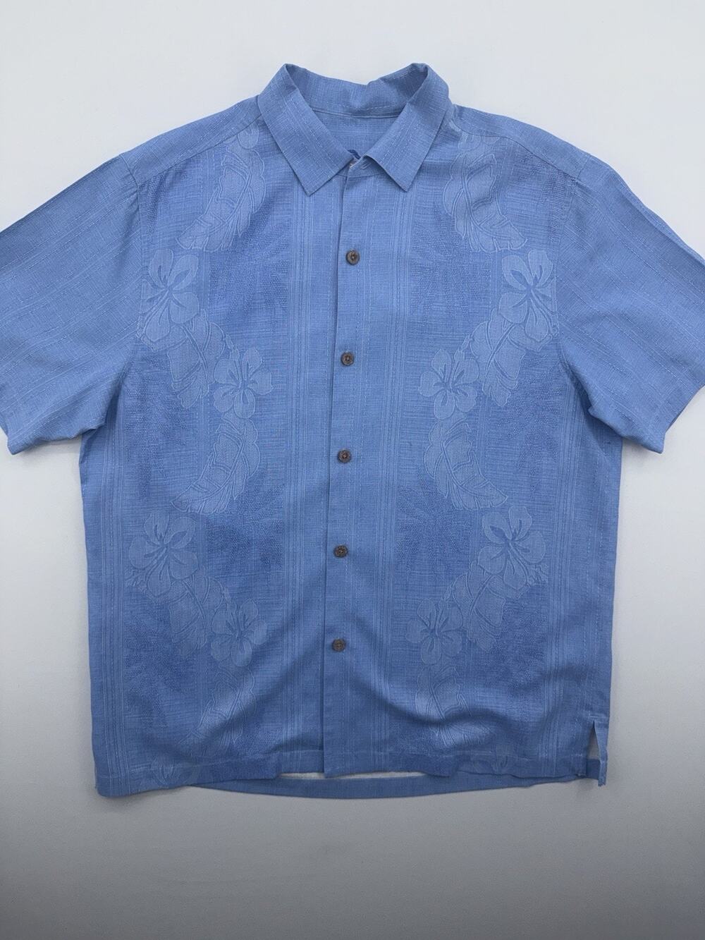 Tommy Bahama Bali Border Silk Camp Shirt (Color: Techno, Size L)